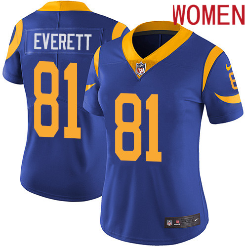 2019 Women Los Angeles Rams #81 Everett blue Nike Vapor Untouchable Limited NFL Jersey
